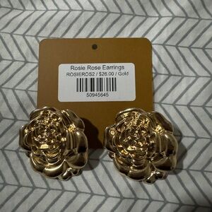 Gold Shiny Rose Clip On Earrings with Classic Design